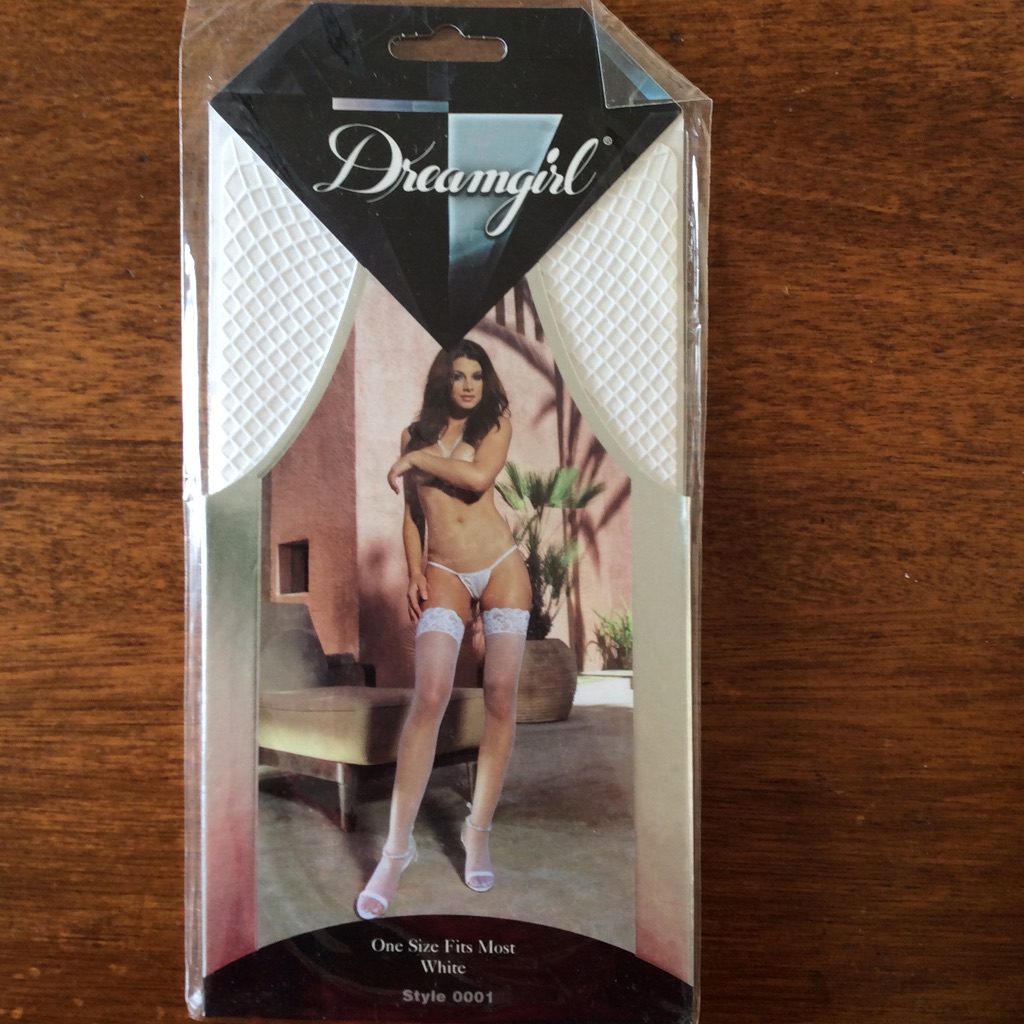 White Mesh Thigh High Stockings